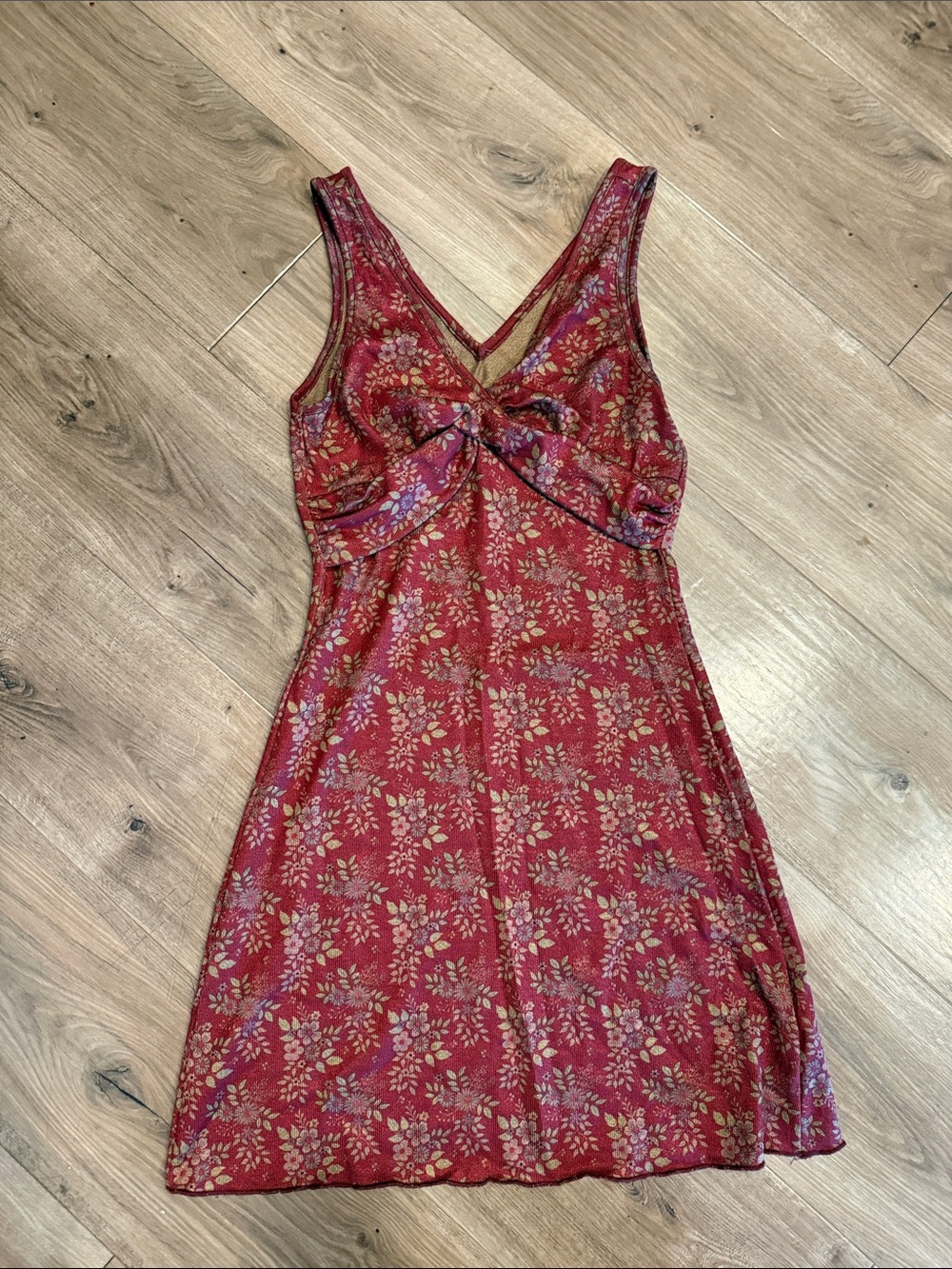 Cider Red Floral Tie-Front Mini Dress